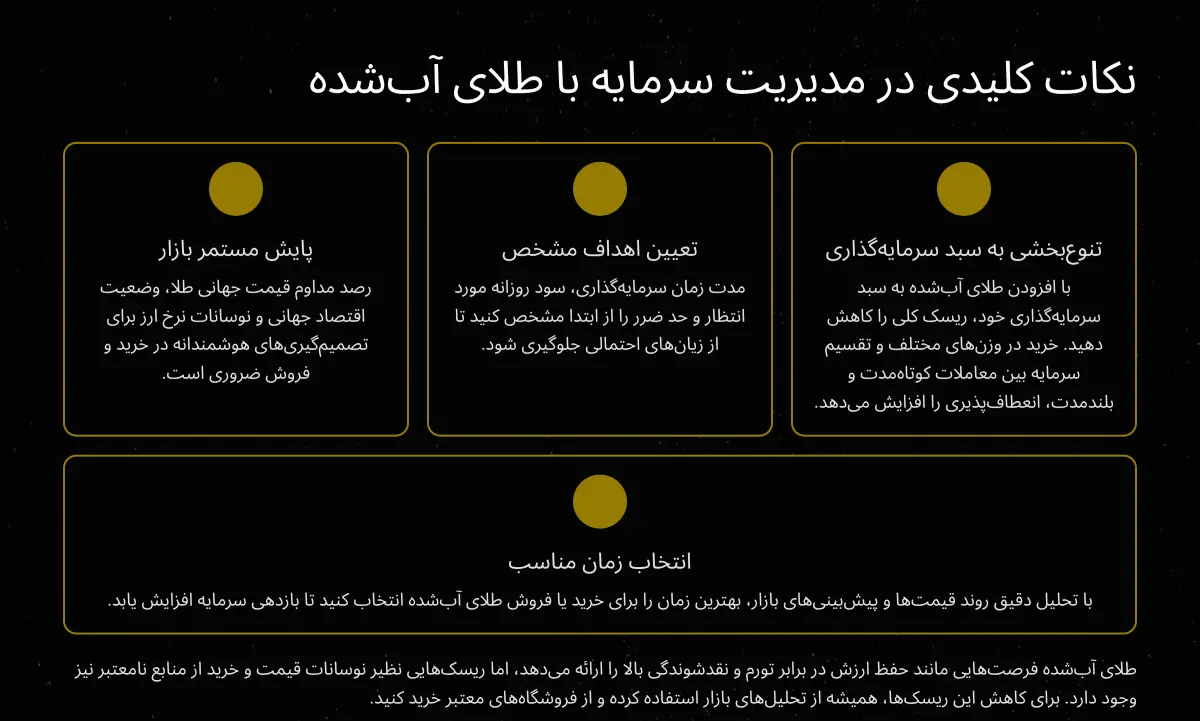 نکات کلیدی در مدیریت سرمایه طلای اب شده