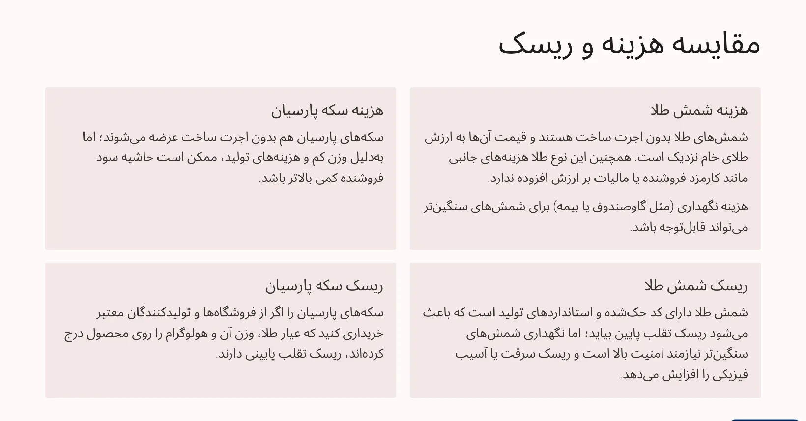 شمش طلا بهتره یا سکه پارسیان؟ 35 تفاوت سکه پارسیان و شمش از نظر هزینه و ریسک نگهداری