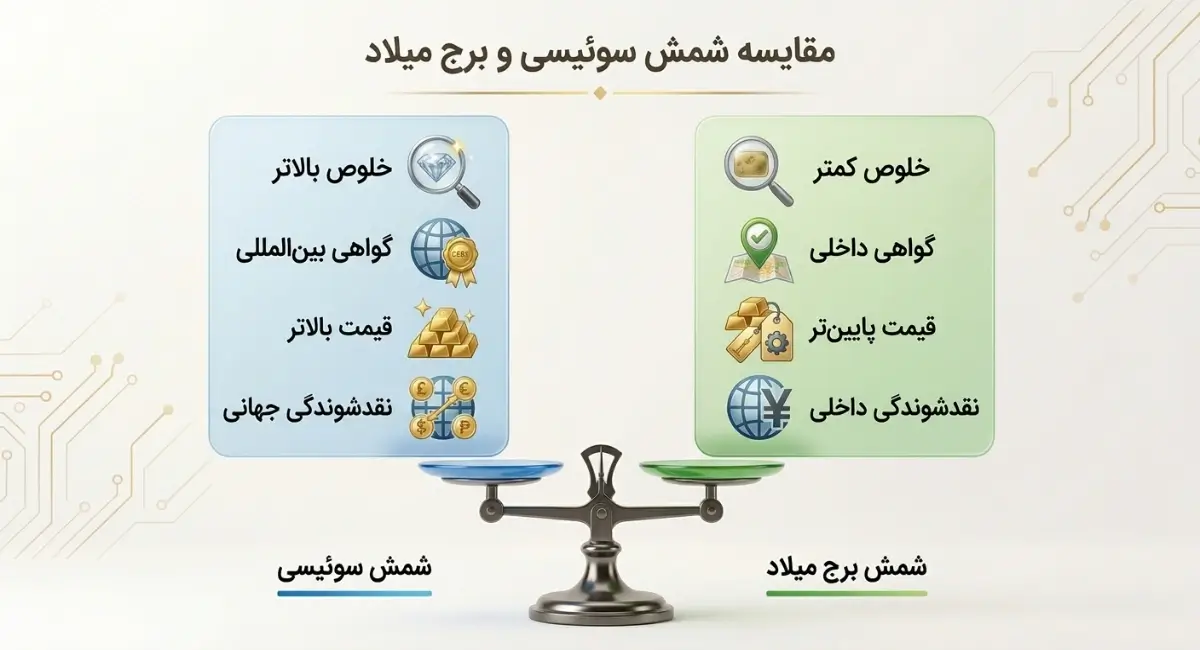 تفاوت شمش سوئیسی با شمش طلای برج میلاد