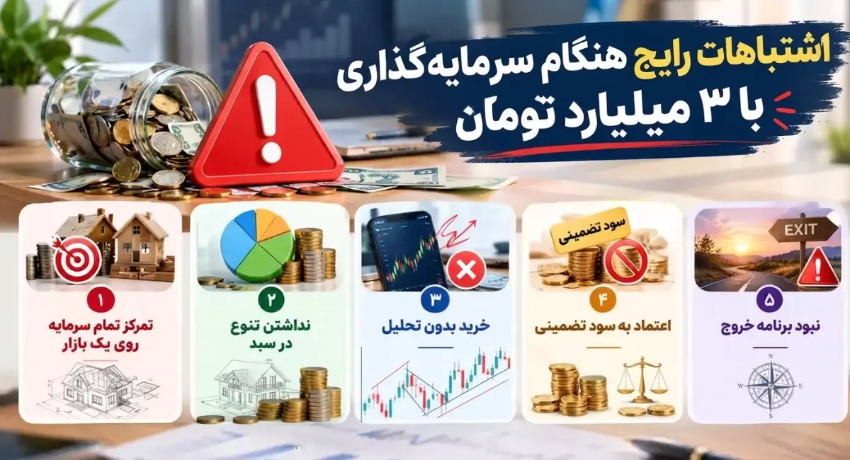 اشتباهات رایج هنگام سرمایه‌ گذاری با 3 میلیارد تومان