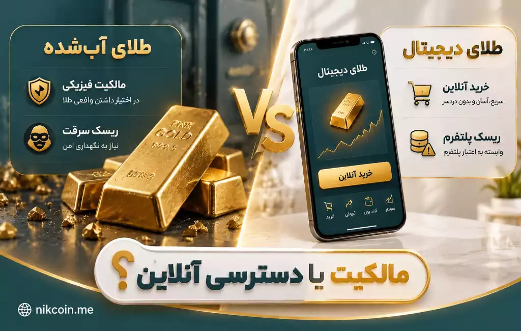 مقایسه طلای آب شده و طلای دیجیتال